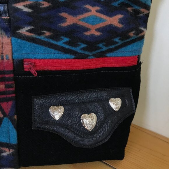 Hand Crafted Southwestern Print Fabric Shoulder Bag Purse Original by Louise - Picture 10 of 11